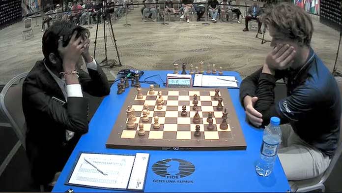 World no.1 Magnus Carlsen Vs Praggnanandhaa. Game 1 and 2 were a Draw