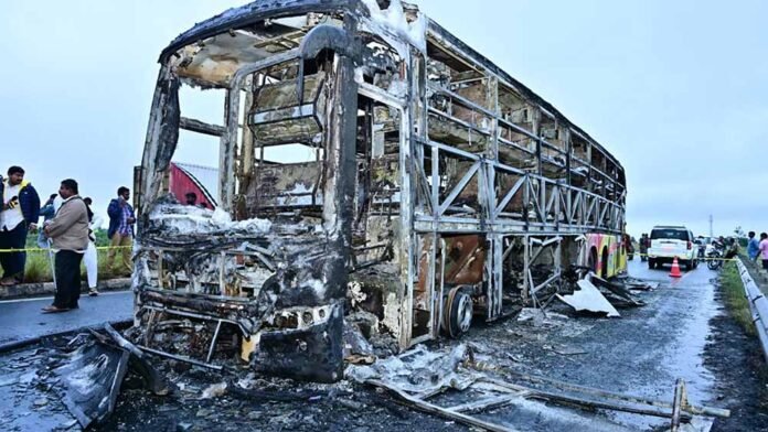 12 killed as bus catches fire in Andhra's Kurnool
