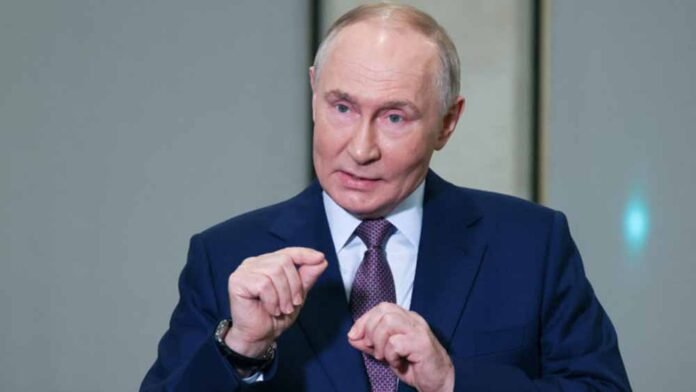 Russian President Putin meets with journalists in Moscow