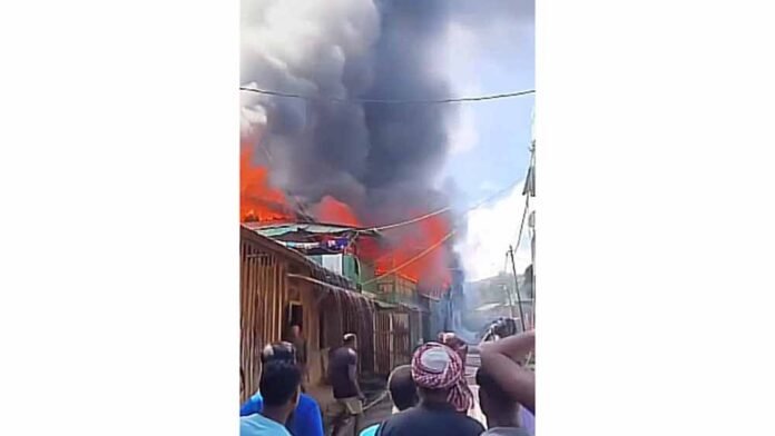 Ten houses destroyed