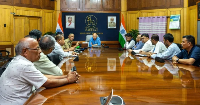 Manipur CM Khemchand reviewing movement of goods along the national highways during a high-level meeting in Imphal on Wednesday_result