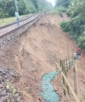 Train movement to Mizoram affected dueto soil erosion near tracks after heavy rain